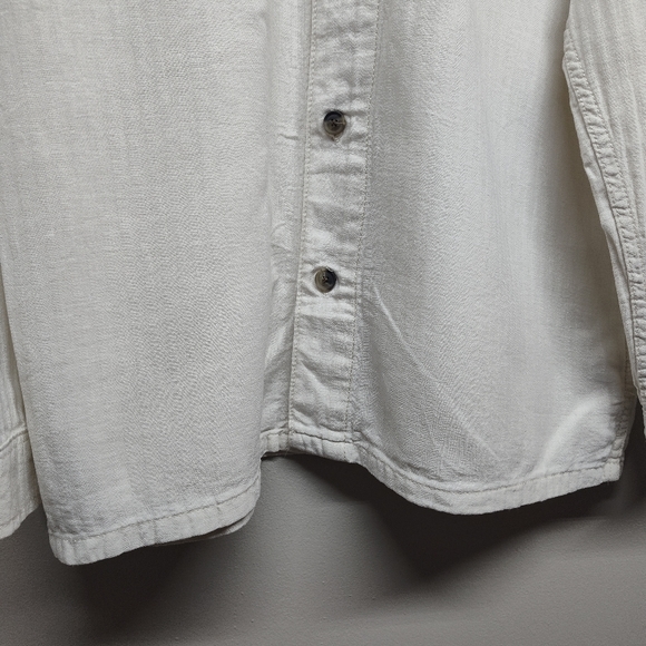 Lindbergh Cotton Linen Button Down Shirt Men Size XL Off White Long Sleeve - Picture 4 of 10